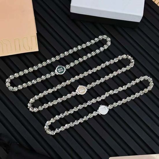 Miu Miu Enamel Button Full Diamond Necklace