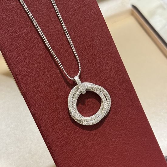 Cartier Three Ring Full Diamond Necklace