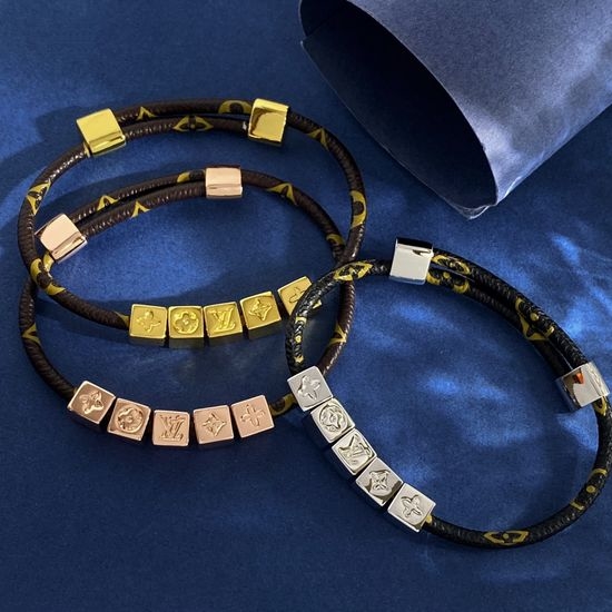 Louis Vuitton LV Adjustable Patterned Leather Bangle Bracelet