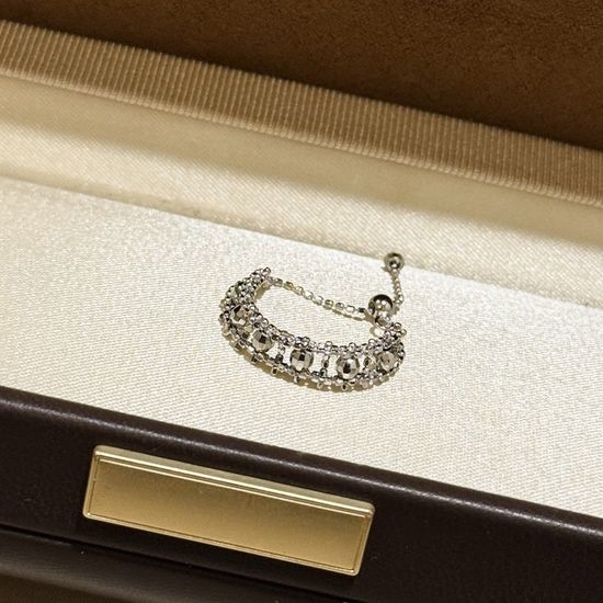 Louis Vuitton LV Sterling Silver Crushed Ice Beaded Chain Ring