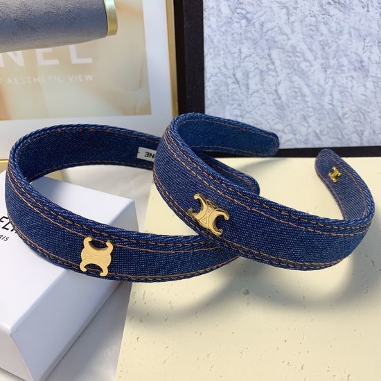 Celine Denim Logo Hair Hoop