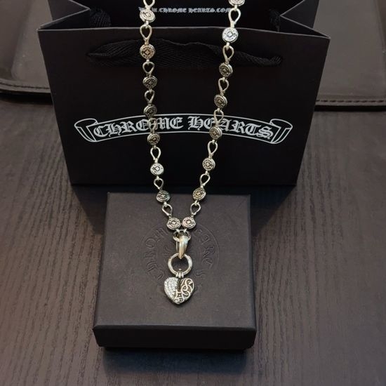Chrome Hearts Vintage Cross Flower Diamond Pendant Necklace