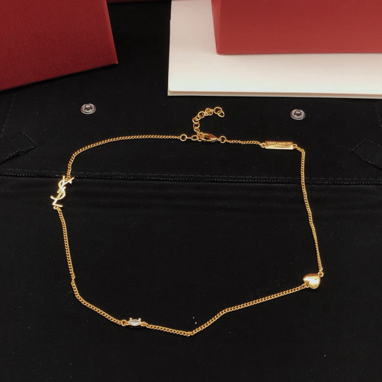 Yves Saint Laurent YSL Classic Brass Material Necklace Fashion Style