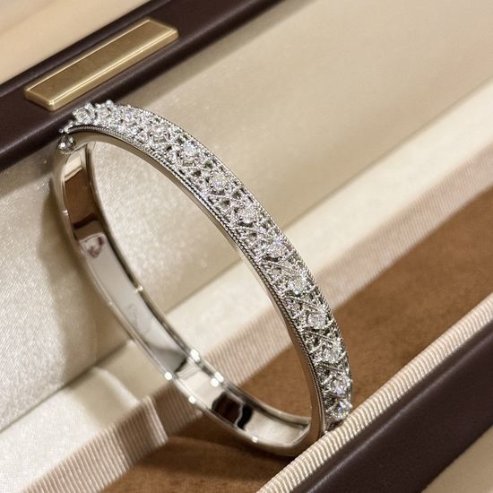 Christian Dior CD Paved Diamond Wide Cuff Bangle Bracelet