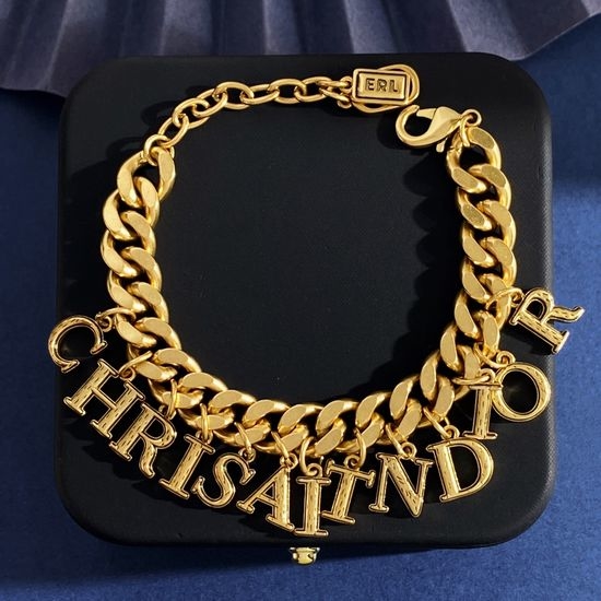 Christian Dior CD Cuban Chain Tassel Letter Bracelet