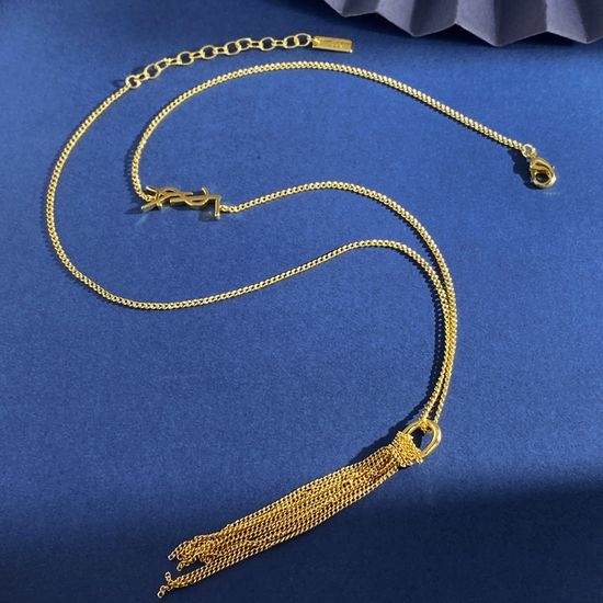Yves Saint Laurent YSL Tassel Multi Layer Knot Necklace