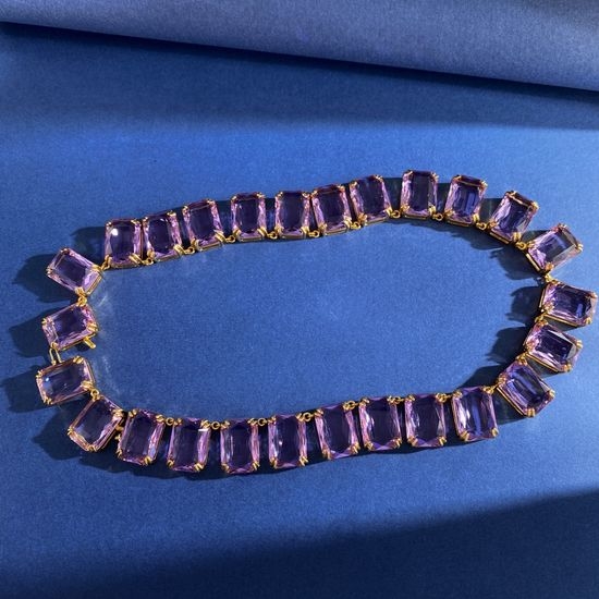 Swarovski Octagonal Amethyst Decorative Statement Necklace