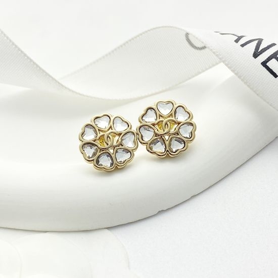 Chanel Rhinestone Clover Small Stud Earrings