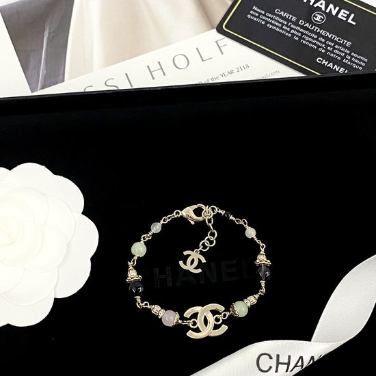 Chanel Colorful Crystal Logo Bracelet