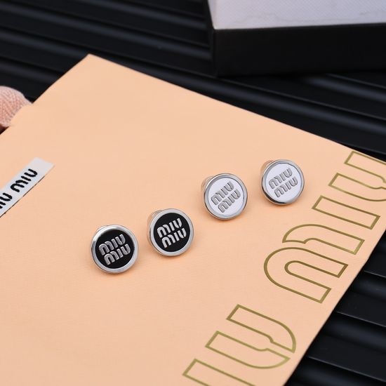 Miu Miu Enamel Button Minimalist Stud Earrings