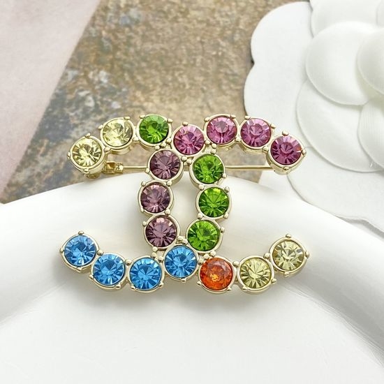 Chanel Sparkling Iridescent Rhinestone Brooch