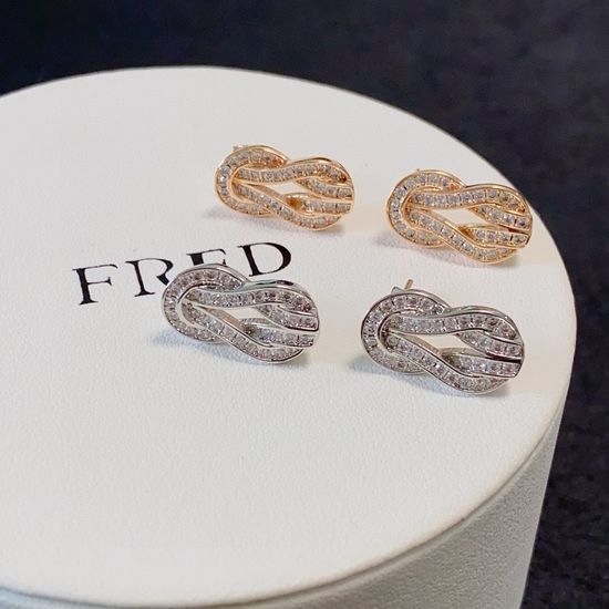 Fred Horseshoe Buckle Pave Stud Earrings