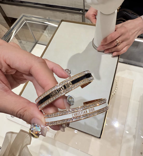 Christian Dior CD Square Crystal Enamel Bangle