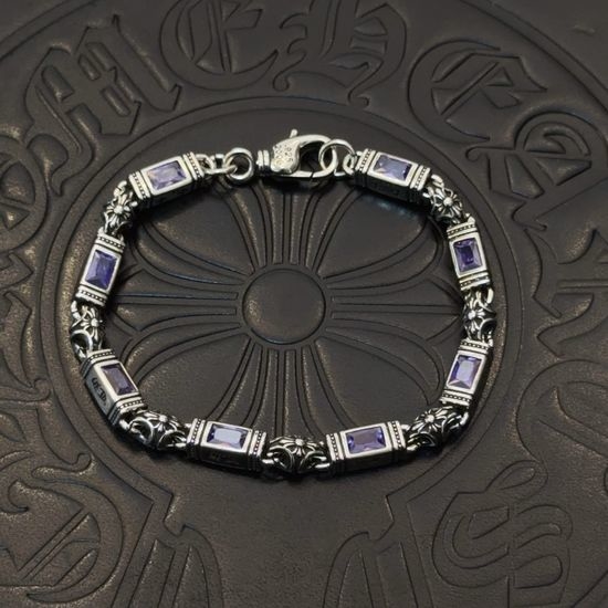 Chrome Hearts Amethyst Cross Bracelet Retro Fine Jewelry