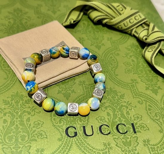 Gucci Agate Lapis Lazuli Beaded Bracelet