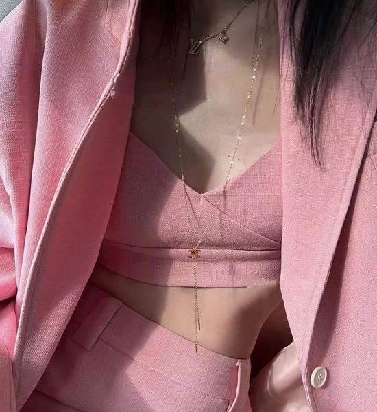 Celine Adjustable Logo Pendant Necklace