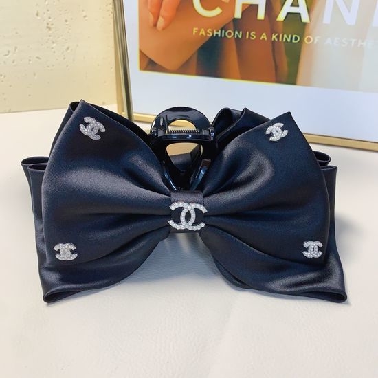 Chanel Satin Bow Pearl Hair Claw Clip