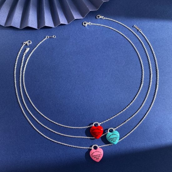 Tiffany & Co. Enamel Heart Pendant Necklace
