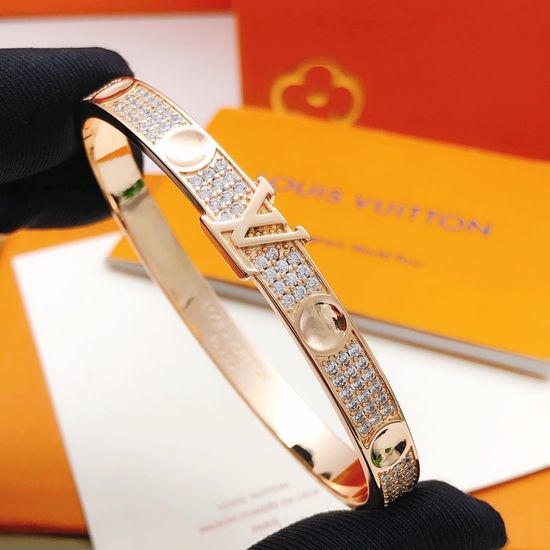 Louis Vuitton LV Rose Gold Pavé Bracelet Brass Material