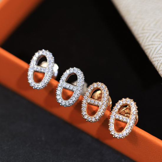 Hermes Full Diamond Stud Earrings