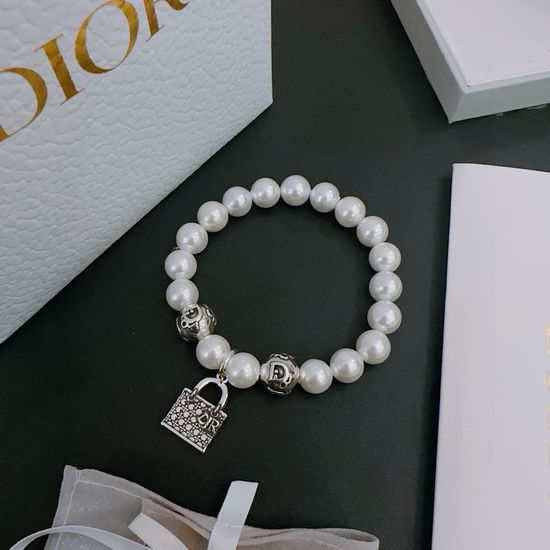 Christian Dior CD Pearl Agate Vintage Style Bracelet