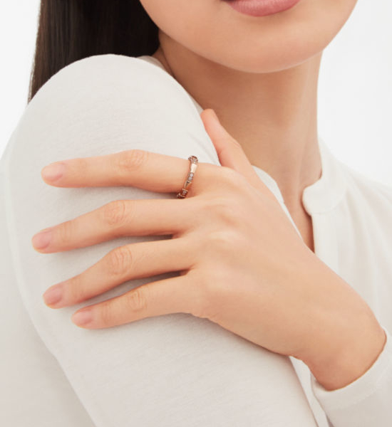 Bvlgari Diamond Paved Snake Bone Ring