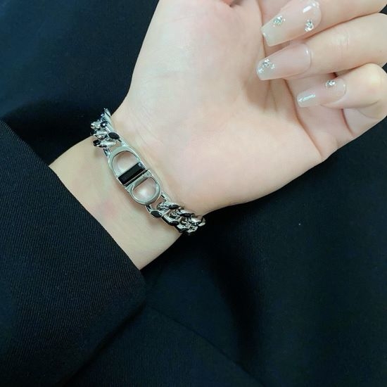 Christian Dior CD Black Crystal Inlaid Bracelet Elegant Accessory