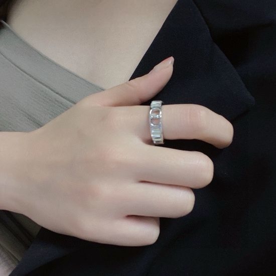 Christian Dior CD Full Diamond Letter Shaped Ring Sparkly Accessory