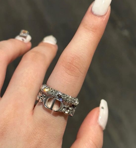 Christian Dior CD Two Piece Star Shaped Ring Set Adjustable Size