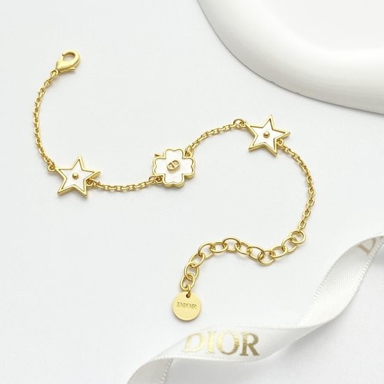 Christian Dior CD White Mother Of Pearl Star Bracelet