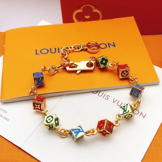 Louis Vuitton LV Square Enamel Colorful Brass Bracelet
