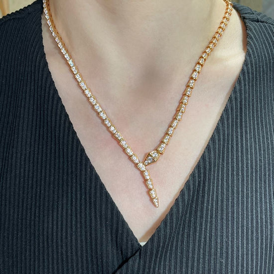Bvlgari Full Diamond Snake Shape Necklace