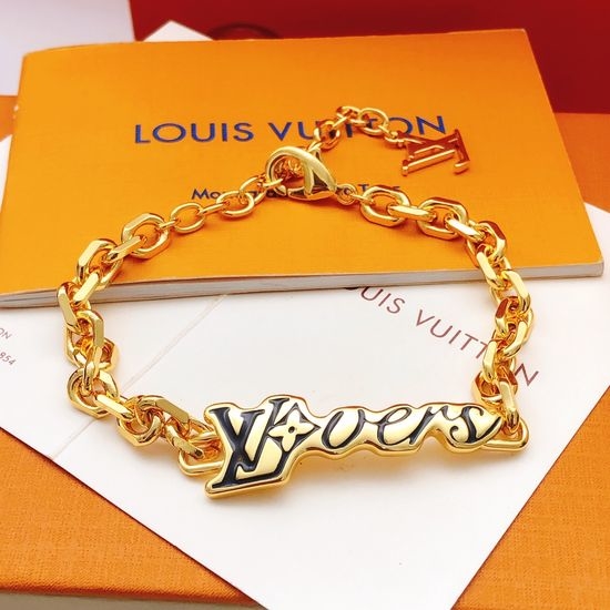 Louis Vuitton LV Black Enamel Brass Bracelet