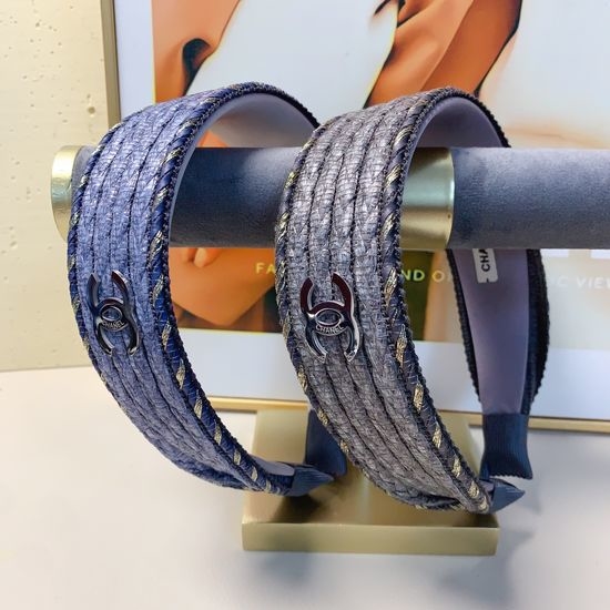 Chanel Wide Titanium Steel Logo Hair Hoop