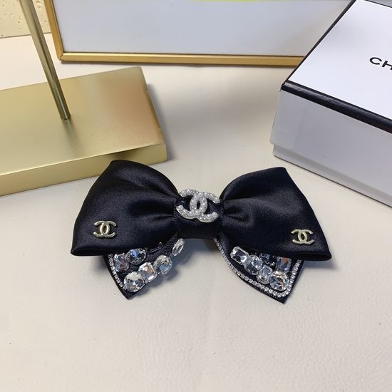 Chanel Rhinestone Bow Hair Barrette Clip