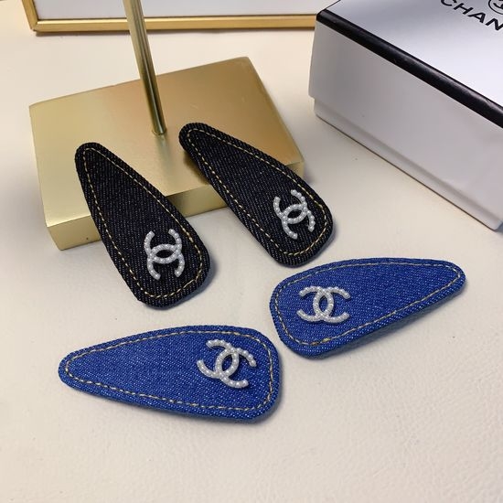 Chanel Denim Pearl Hair Bobby Pins Set
