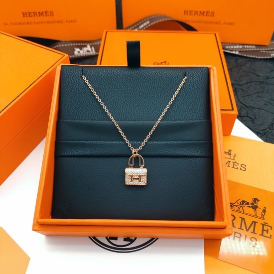 Hermes Rose Gold Constance Diamond Necklace