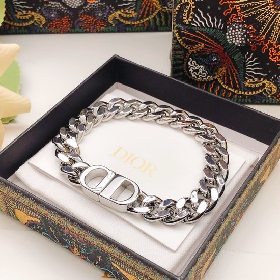 Christian Dior CD Sliver Polished Solid Brass Bracelet