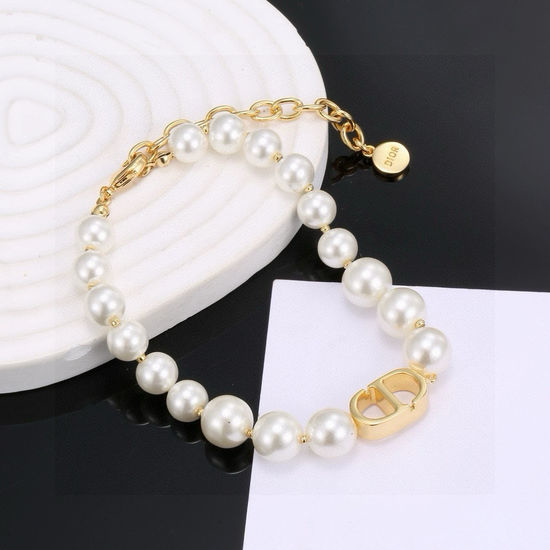 Christian Dior CD Elegant Pearl Decorated Bracelet