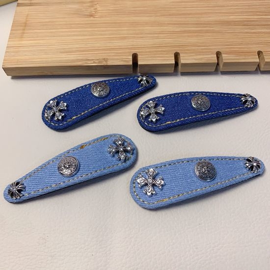 Chrome Hearts Denim Style Hair Barrettes Pair