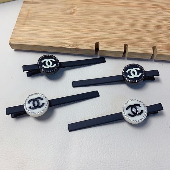 Chanel Rhinestone Surround Hair Barrettes Pair