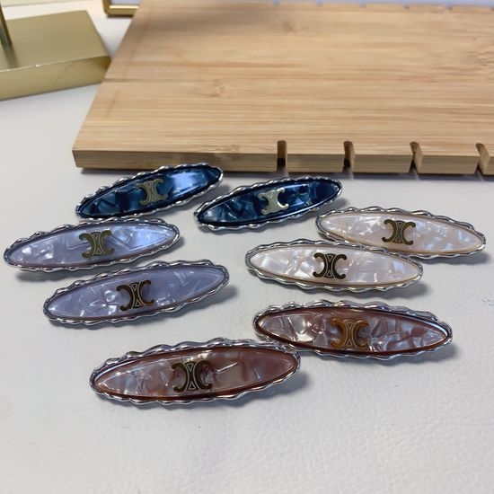 Celine Titanium Steel Logo Hair Clips