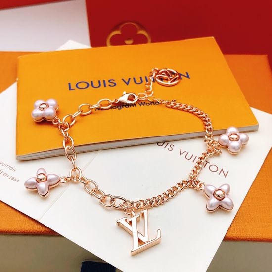 Louis Vuitton LV Rose Gold Flower Bracelet Brass Material
