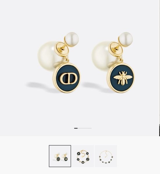 Christian Dior CD Asymmetric Resin Bead Decor Earrings