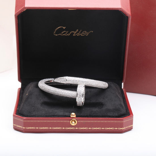 Cartier Full Pave Diamond Nail Design Bangle
