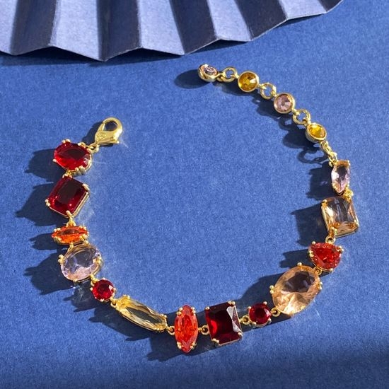 Swarovski Red Geometric Diamond Bracelet