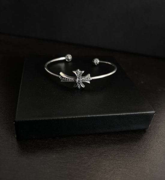 Chrome Hearts Diamond Inlaid Cross Bangle