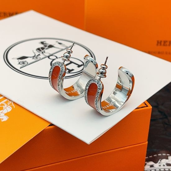 Hermes Red Moon Open Diamond Earrings