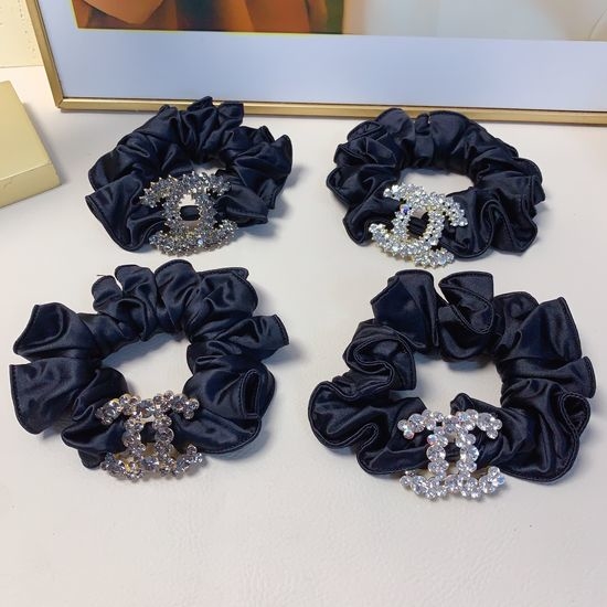 Chanel Rhinestone Logo Elastic Hair Tie