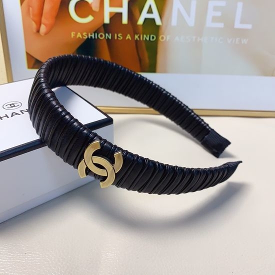 Chanel Retro Logo Leather Hair Hoop